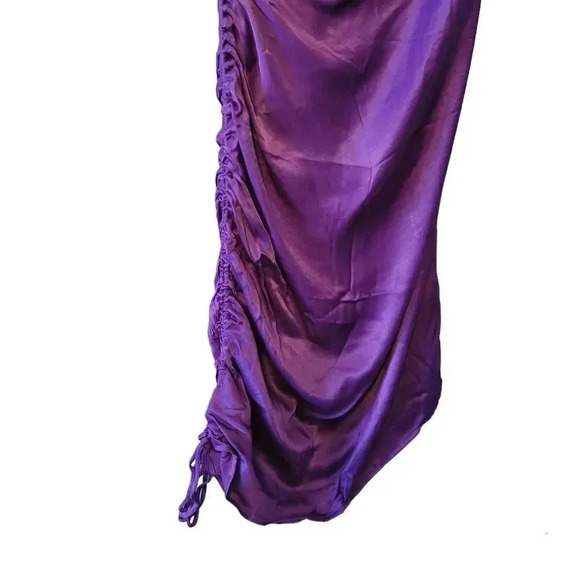 Zara Women's Satin Ruched Bloggers Favorite Purple Mini Cocktail Dress Size XS - Picture 12 of 15